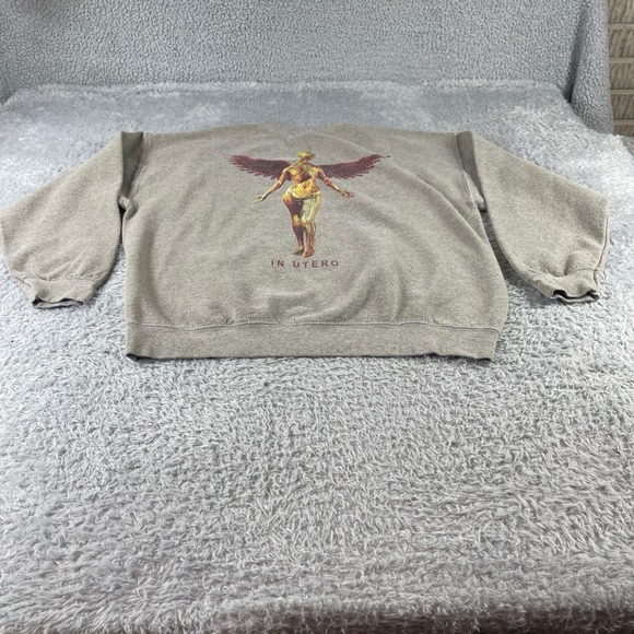 Nirvana In Utero Graphic Sweatshirt Heather Gray Crewneck Band Merch Size L - Picture 8 of 10